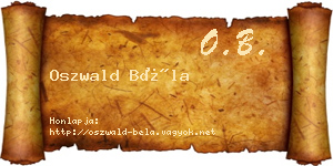 Oszwald Béla névjegykártya
